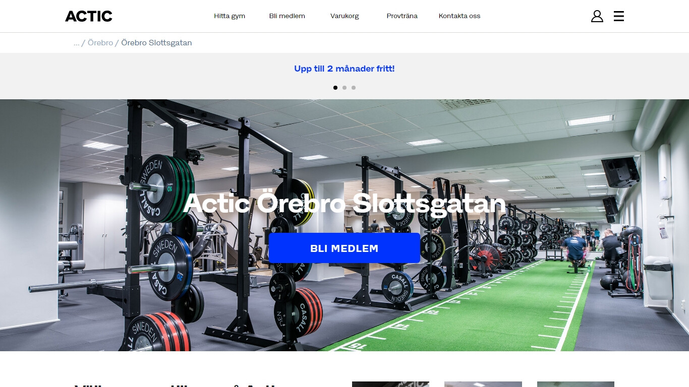Gym i Örebro bild på hemsidan.