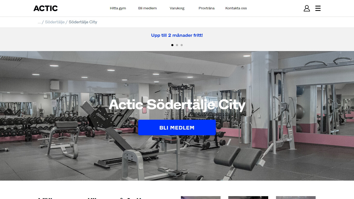 Gym i Södertälje bild på hemsidan.