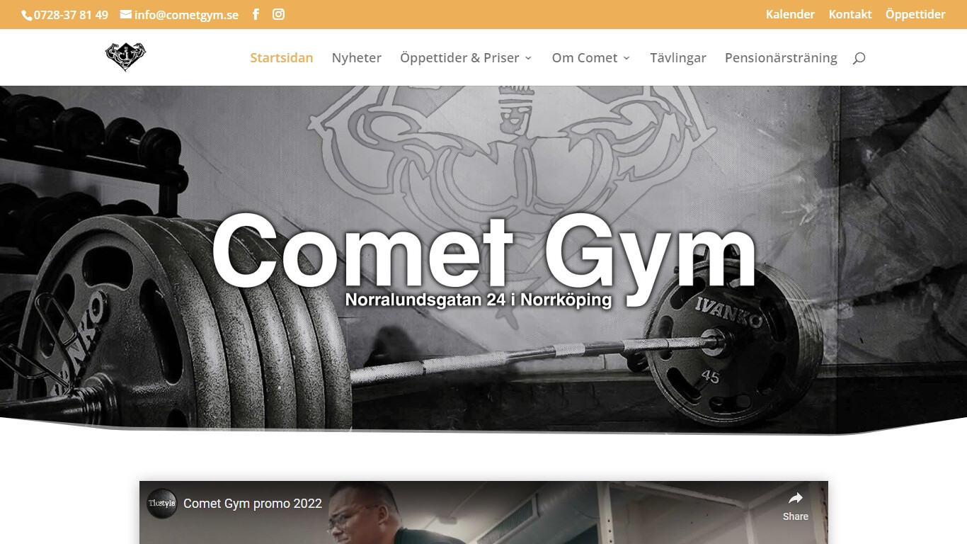 Gym i Norrköping bild på hemsidan.