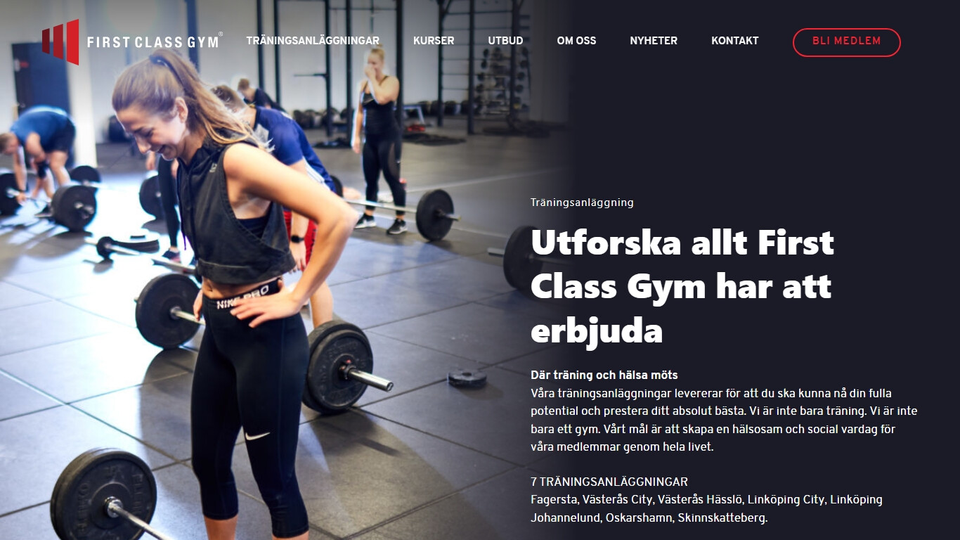 Gym i Västerås bild på hemsidan.