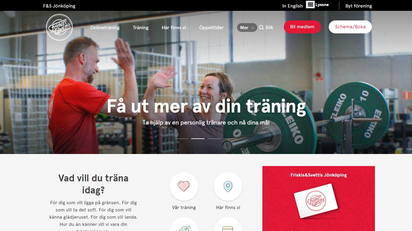 Gym i Jönköping bild på hemsidan.