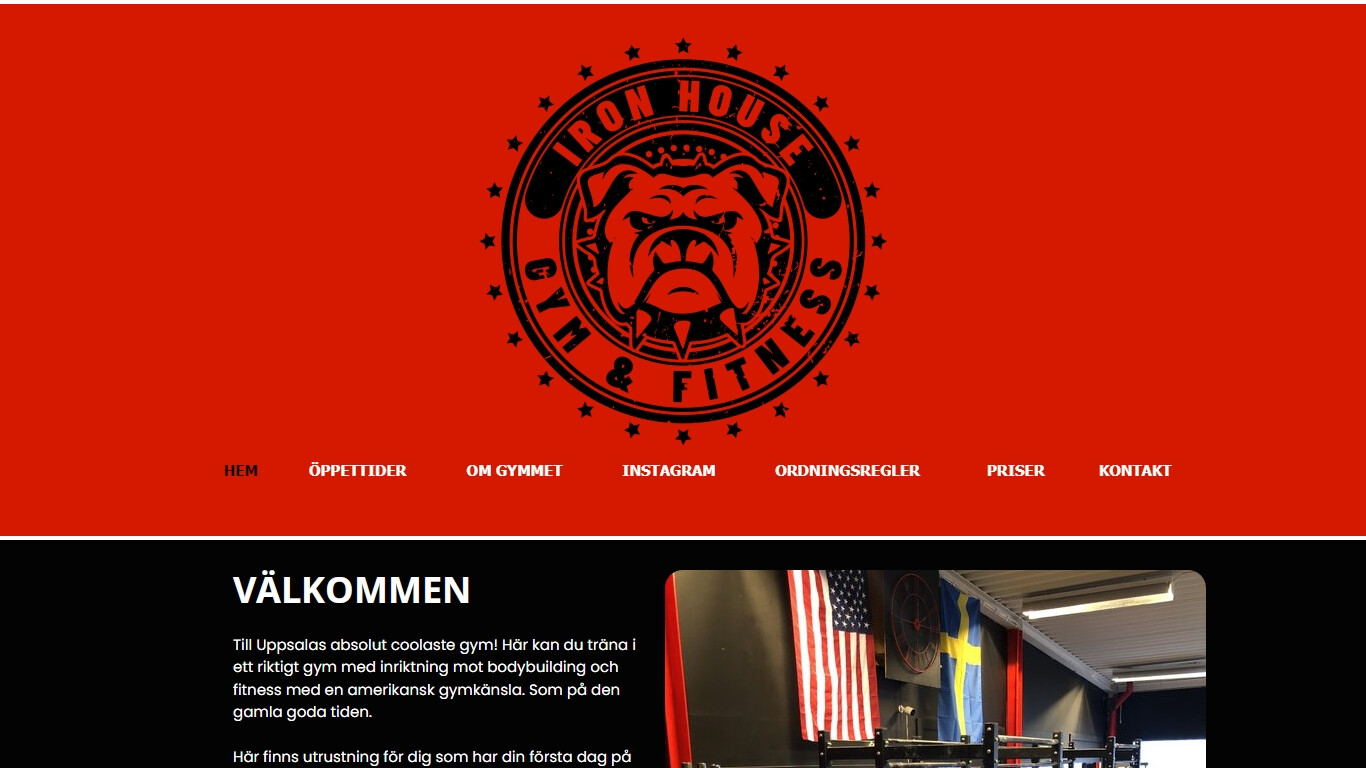 Gym i Uppsala bild på hemsidan.