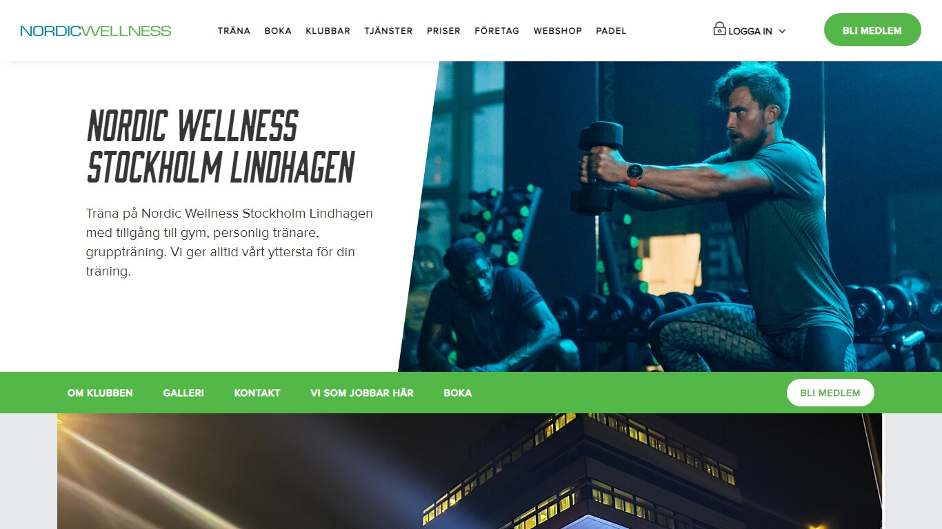 Gym Kungsholmen bild på hemsidan.