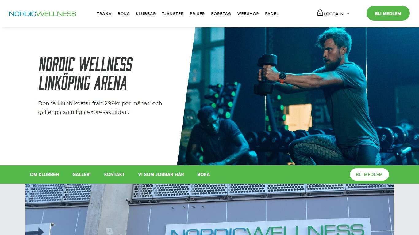 Gym i Linköping bild på hemsidan.