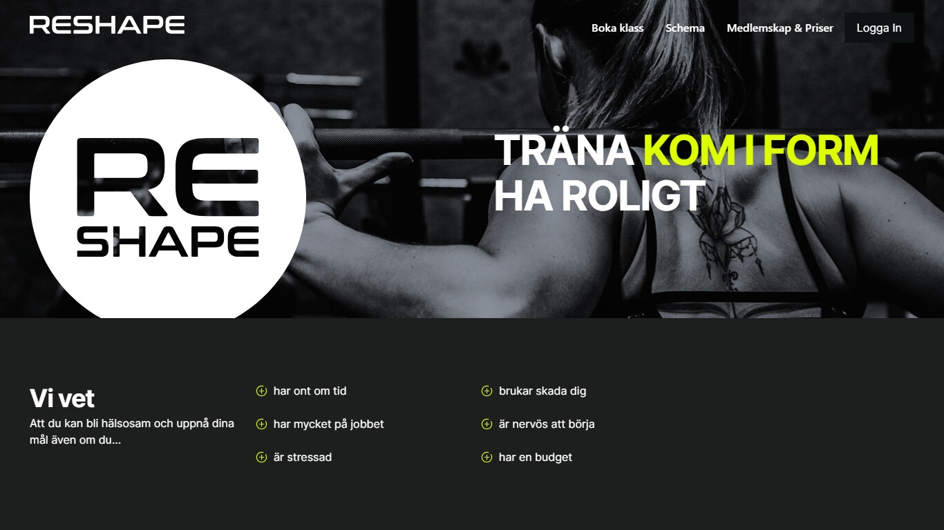 Gym i Nynäshamn bild på hemsidan.